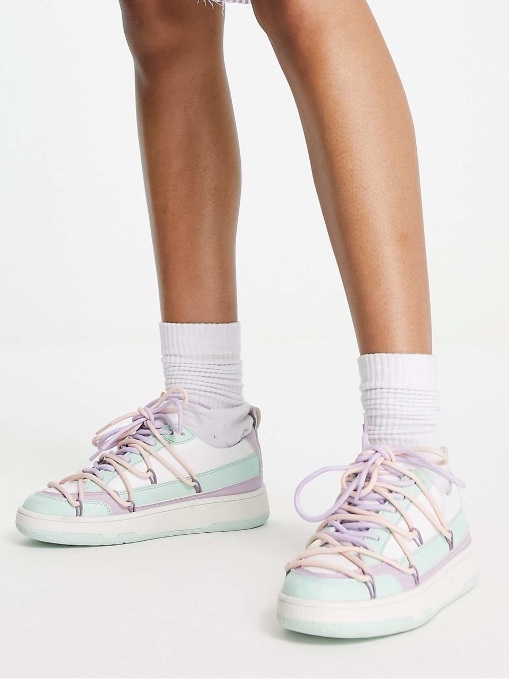 New ASOS Daze Multi-Lace Sneakers in Pastel Mix